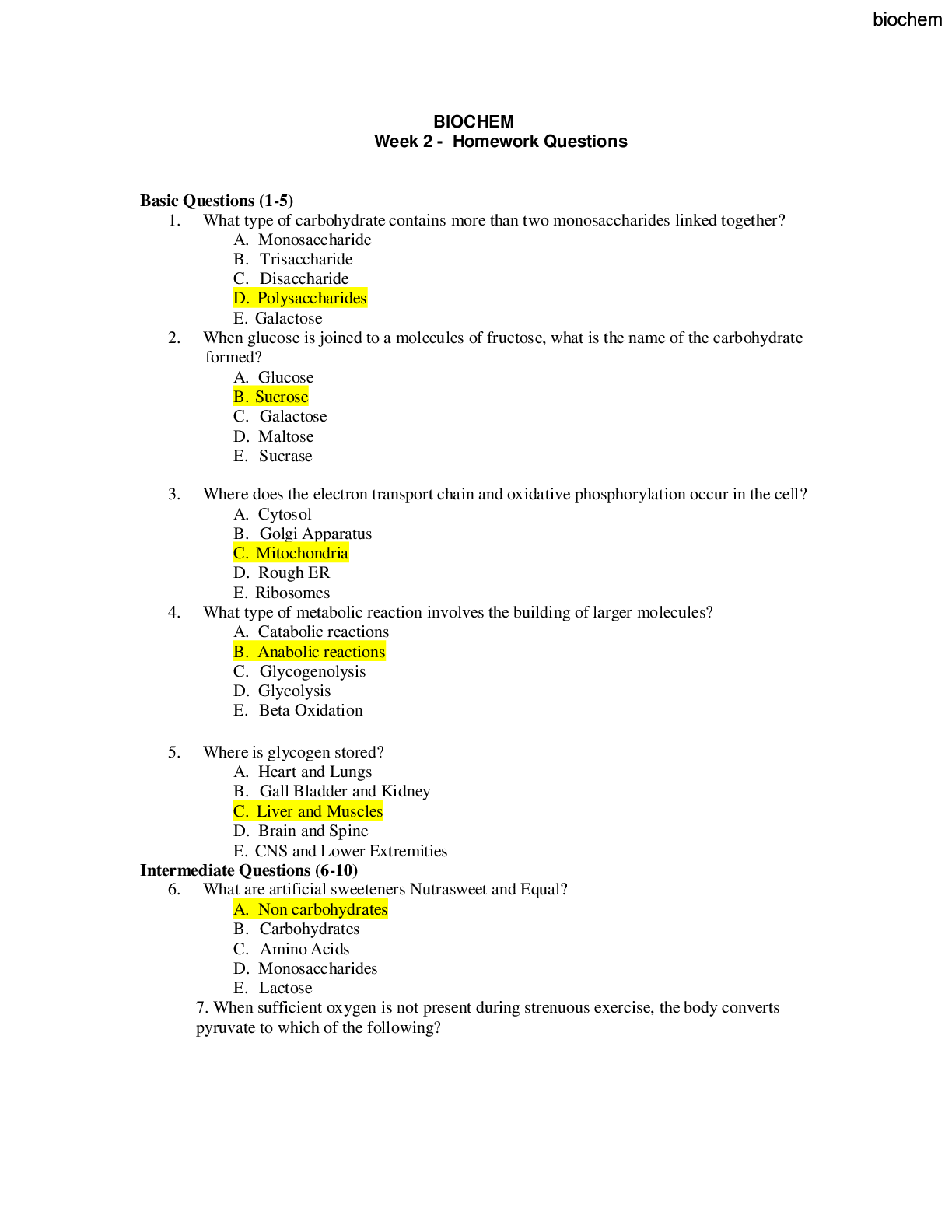 biochemistry Exam 2 Questions And Answers - Browsegrades